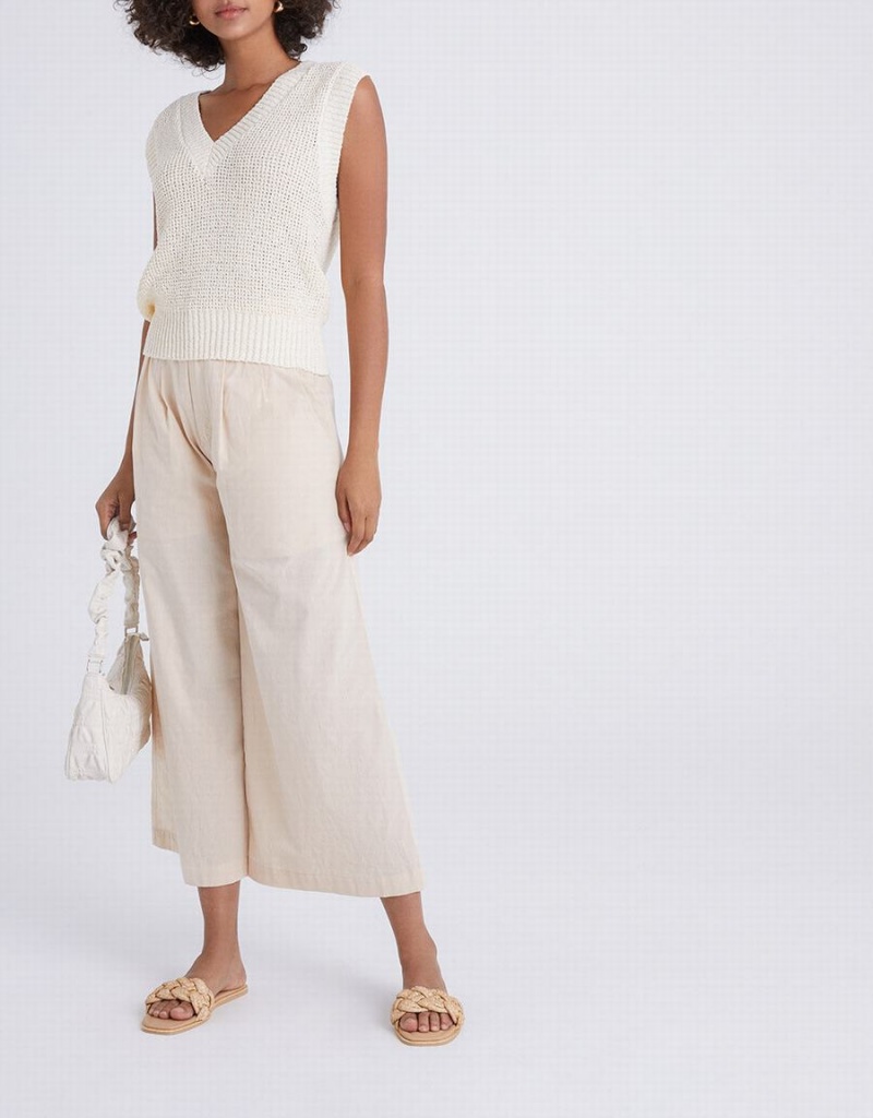 Pantalon Urban Revivo Plissé Larges Leg Cropped Femme Kaki | RGF8659UT