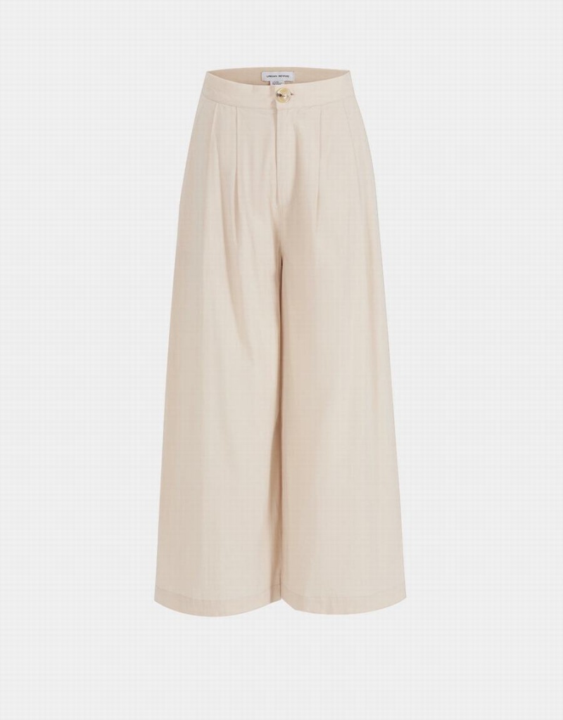 Pantalon Urban Revivo Plissé Larges Leg Cropped Femme Kaki | RGF8659UT