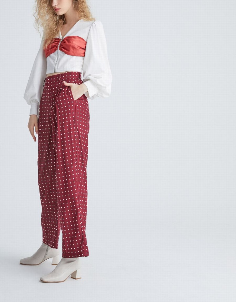 Pantalon Urban Revivo Polka Dot Larges Leg Femme Rouge | PZQ5935PC