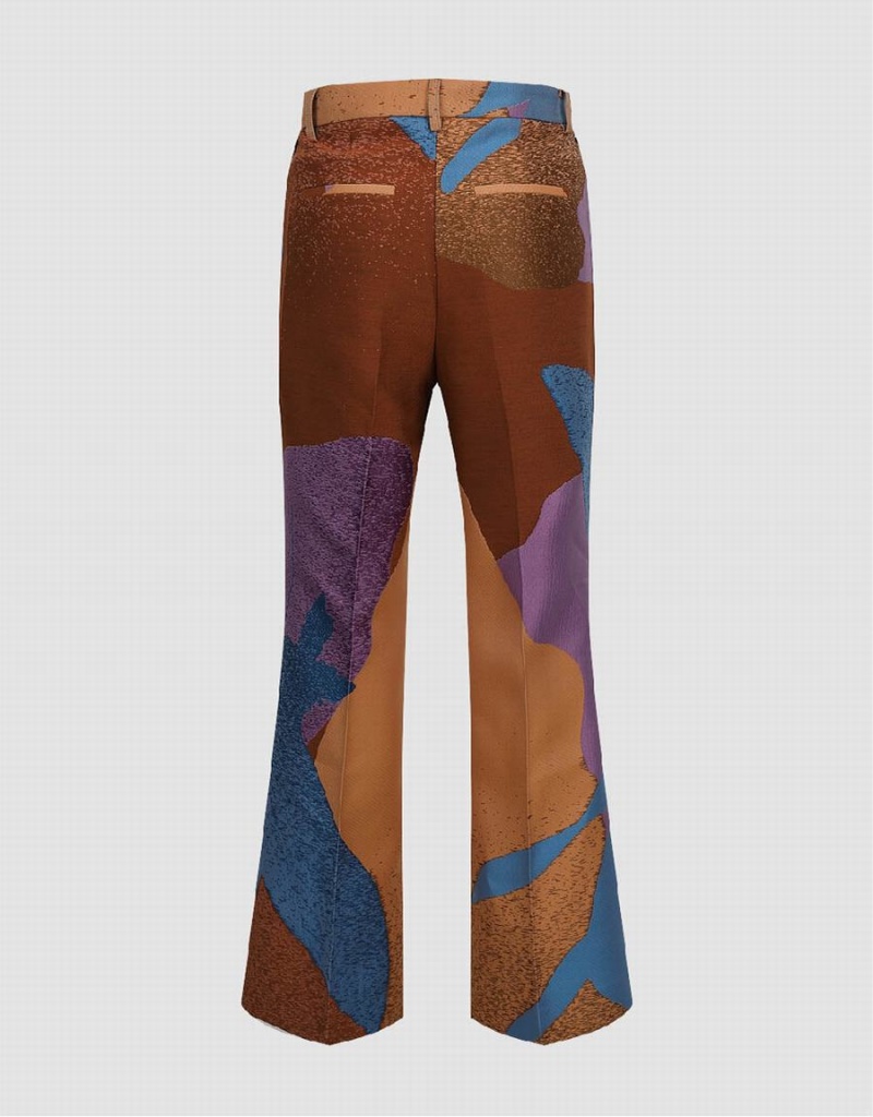 Pantalon Urban Revivo Printed Flare Femme Bleu | MZT2982IH