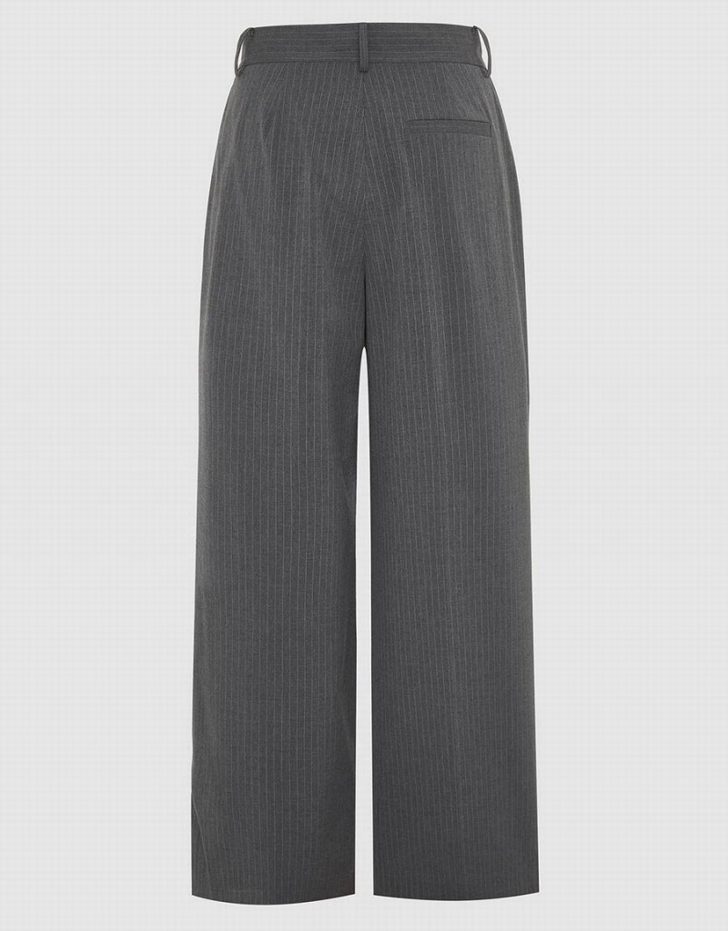 Pantalon Urban Revivo Rayé Tailored Larges-Leg Femme Grise | PFU4679JT