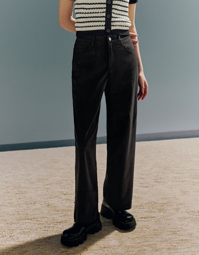 Pantalon Urban Revivo Regular Flare Femme Noir | CJH6372WM