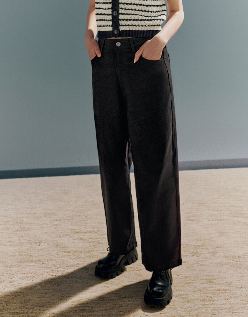 Pantalon Urban Revivo Regular Flare Femme Noir | CJH6372WM