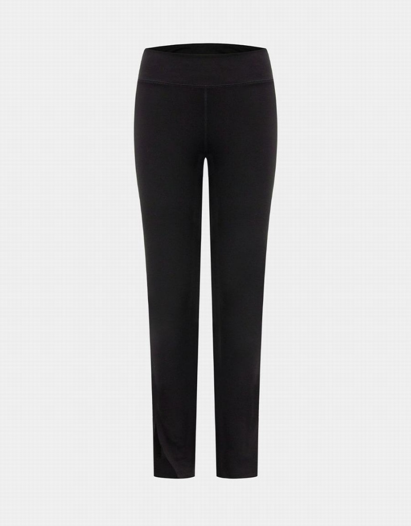 Pantalon Urban Revivo Split Hem Stretch Tricoté Long Mince Femme Noir | TGD10015YN