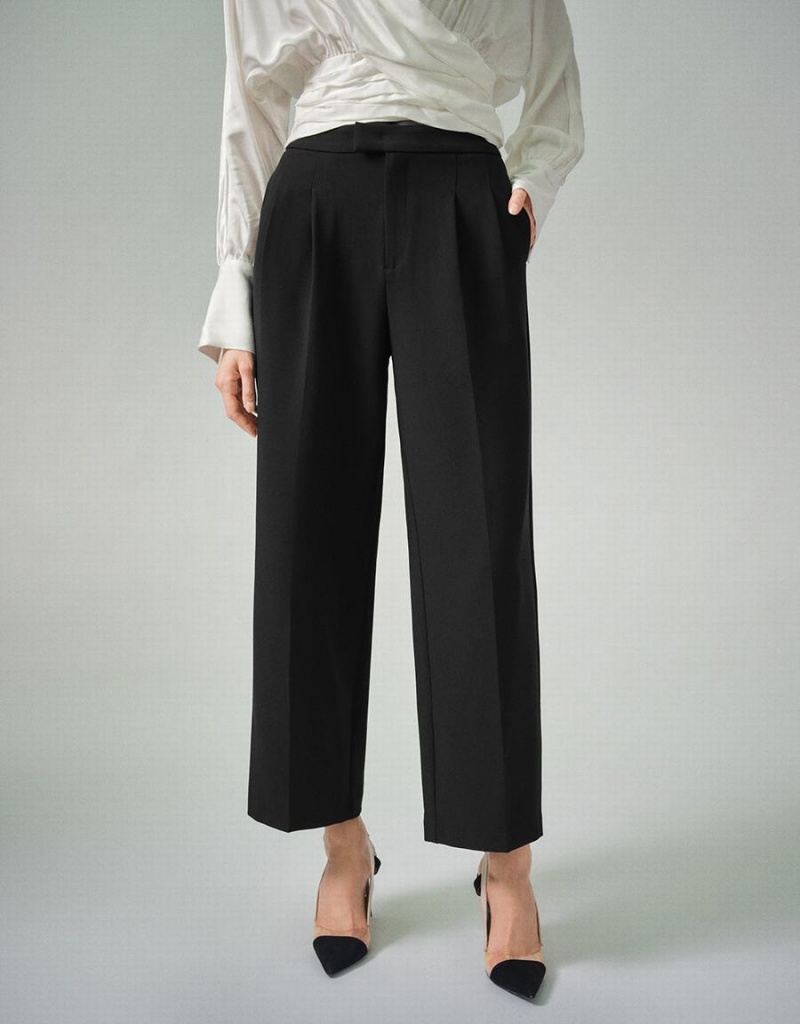 Pantalon Urban Revivo Tailored Droit Femme Noir | JIE7899CY