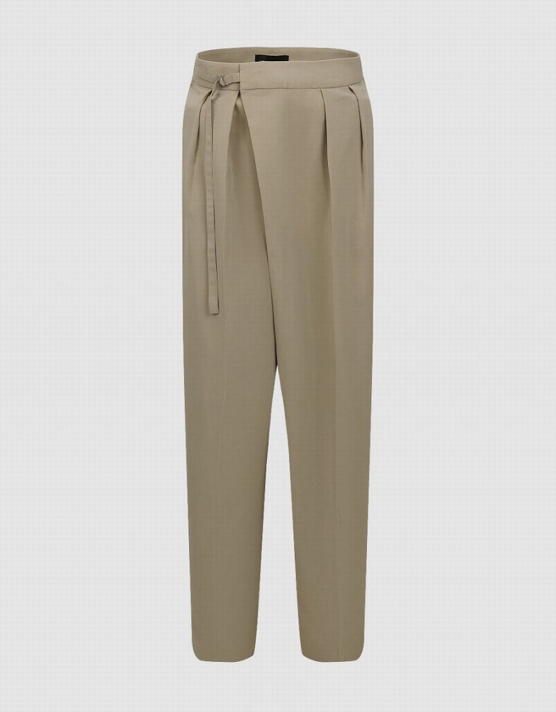 Pantalon Urban Revivo Tailored Droit Femme Kaki | YWY4575QM