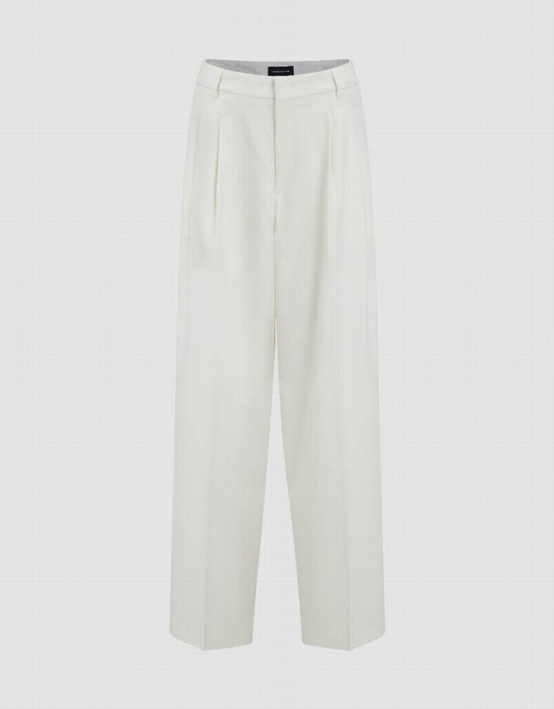 Pantalon Urban Revivo Tailored Larges-Leg Femme Blanche | ILQ18100XA