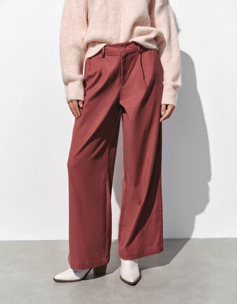Pantalon Urban Revivo Tailored Larges-Leg Femme Marron | QEA6941IJ