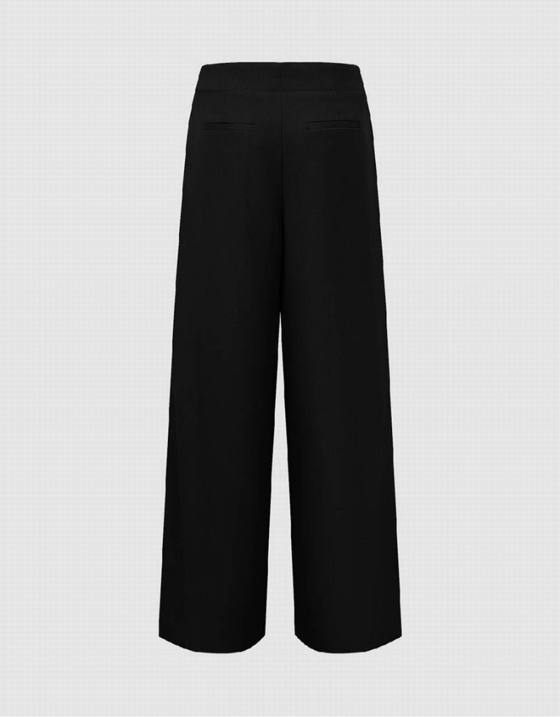 Pantalon Urban Revivo Tailored Larges-Leg Femme Noir | WBM6447CI