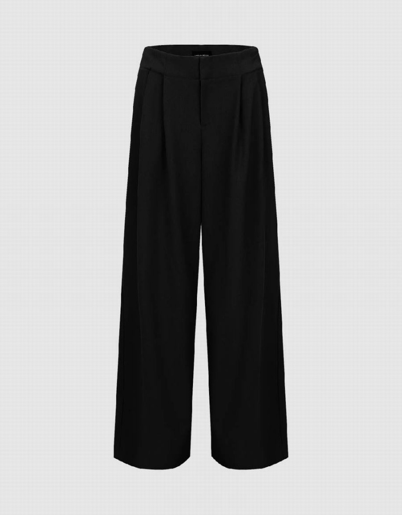 Pantalon Urban Revivo Tailored Larges-Leg Femme Noir | WBM6447CI