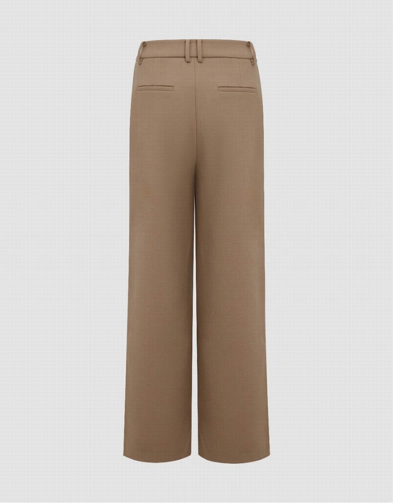 Pantalon Urban Revivo Tailored Larges-Leg Femme Kaki Clair | QMU1740HC
