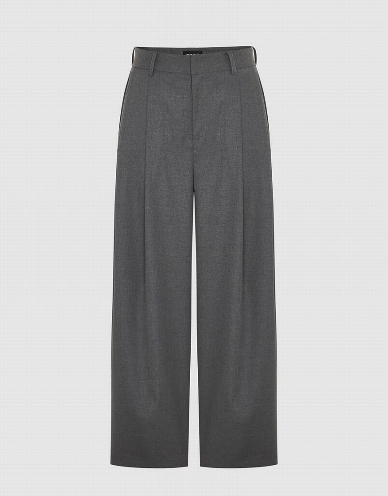 Pantalon Urban Revivo Tailored Larges-Leg Femme Grise Foncé | LOK7154EY