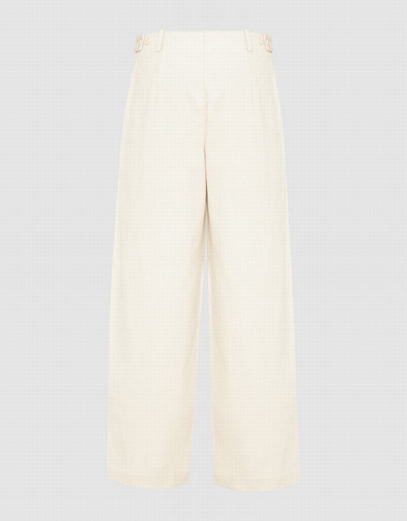 Pantalon Urban Revivo Textured Larges-Leg Femme Blanche | XLJ4131GW
