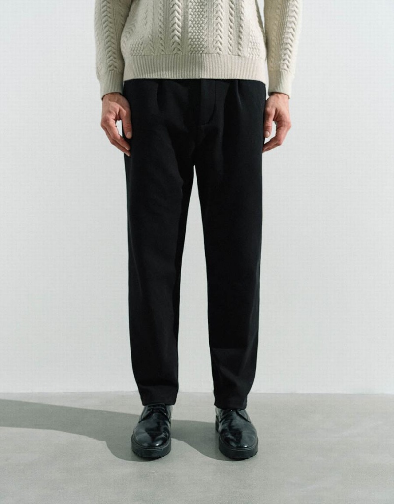 Pantalon Urban Revivo Tricoté Carrot Fit Homme Noir | YID9699PS