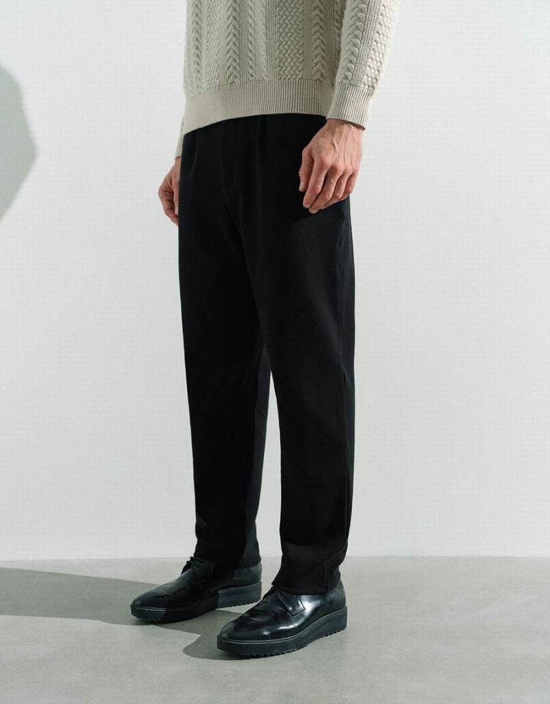 Pantalon Urban Revivo Tricoté Carrot Fit Homme Noir | YID9699PS