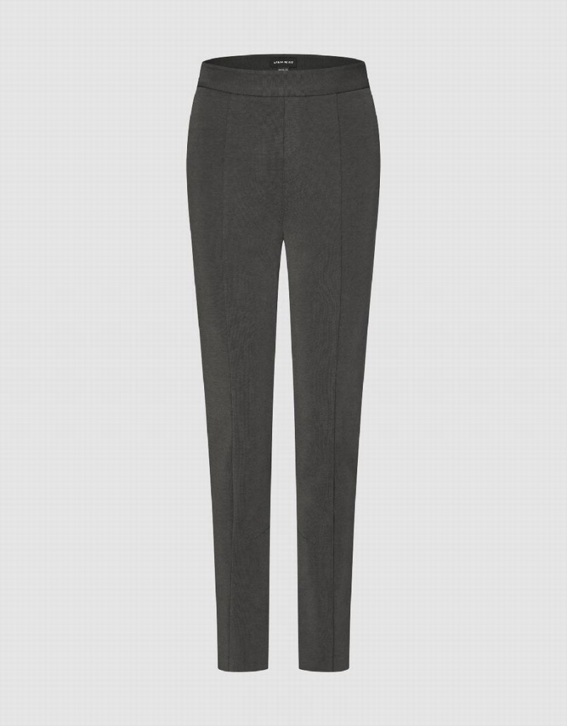 Pantalon Urban Revivo Tricoté Droit Femme Grise Foncé | ZOQ3655SZ
