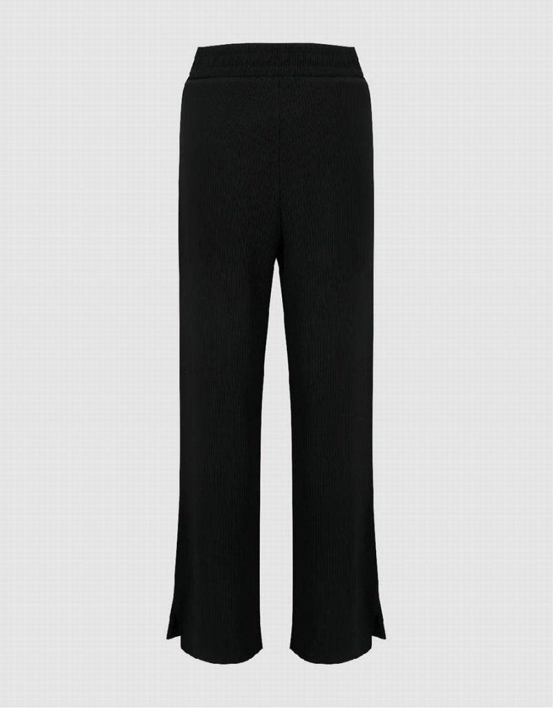 Pantalon Urban Revivo Tricoté Droit Femme Noir | HUZ1397PU