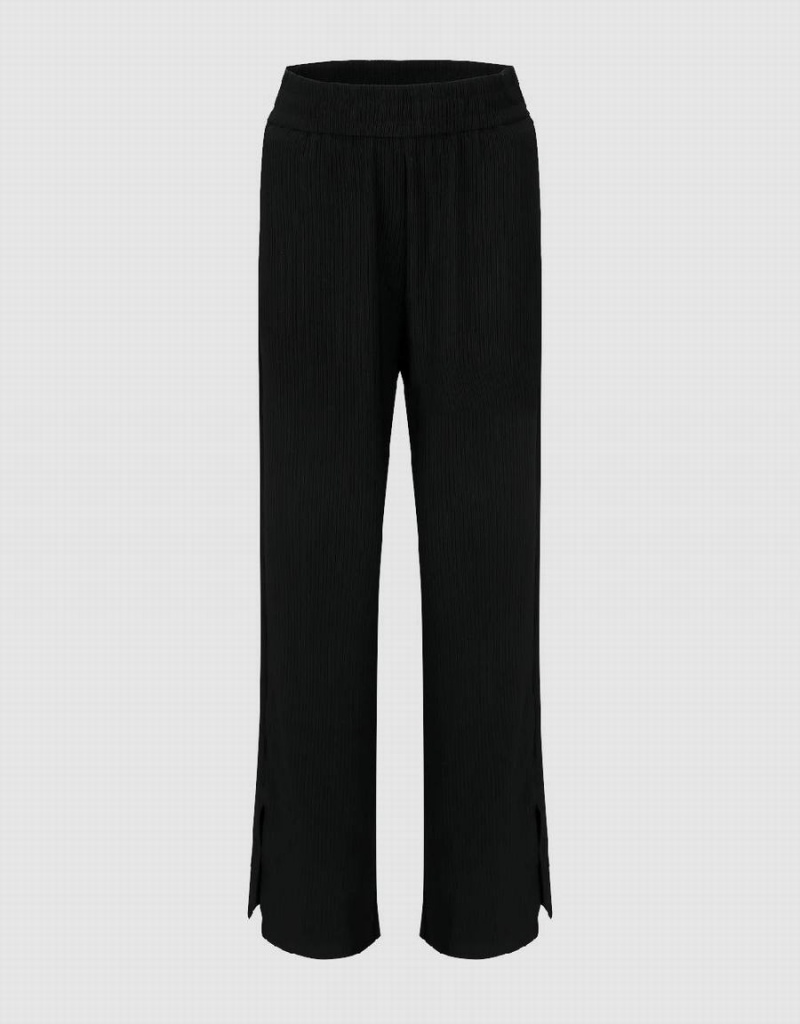 Pantalon Urban Revivo Tricoté Droit Femme Noir | HUZ1397PU