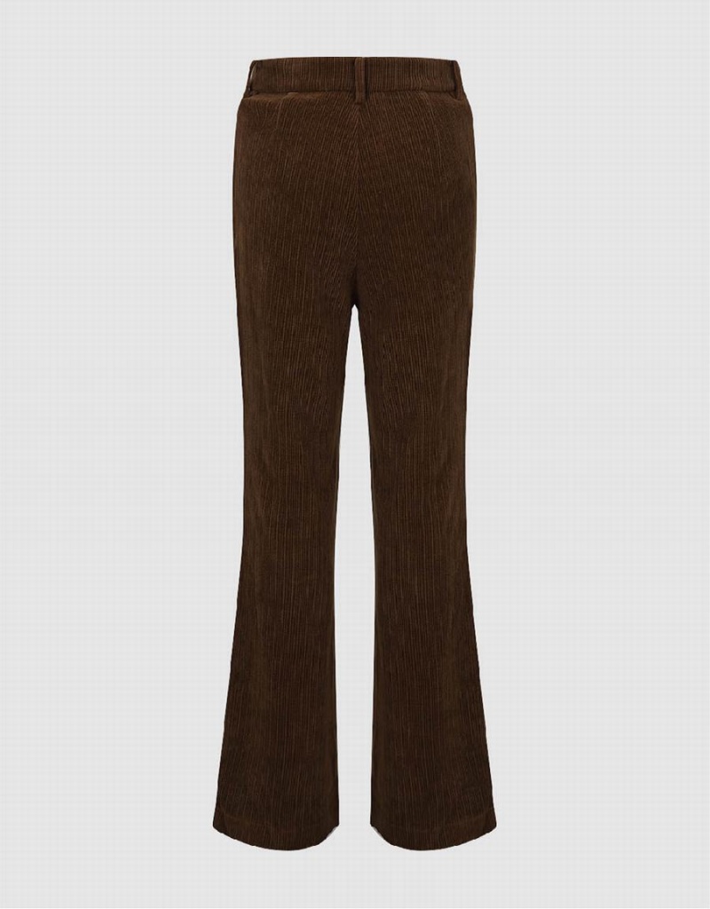 Pantalon Urban Revivo Tricoté Flare Femme Marron Foncé | OQX2846RA