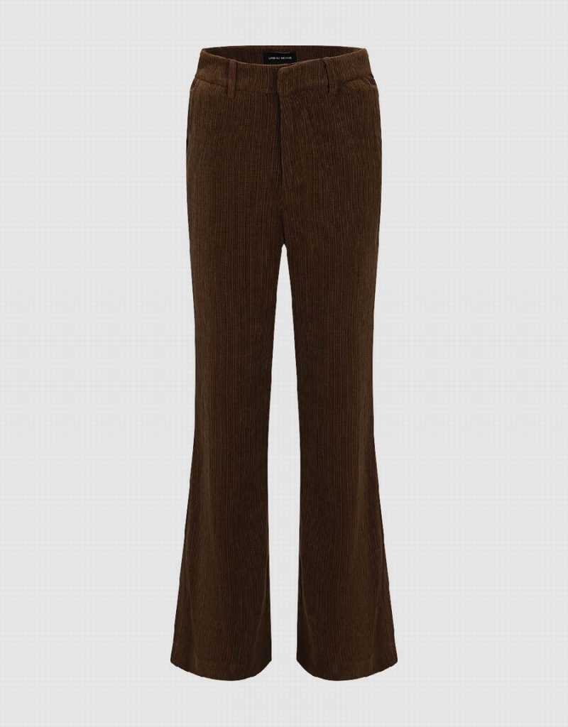 Pantalon Urban Revivo Tricoté Flare Femme Marron Foncé | OQX2846RA