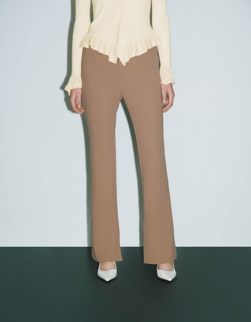 Pantalon Urban Revivo Tricoté Flare Femme Kaki | AEU194DP