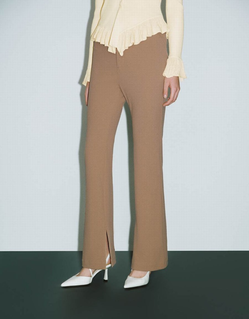 Pantalon Urban Revivo Tricoté Flare Femme Kaki | AEU194DP
