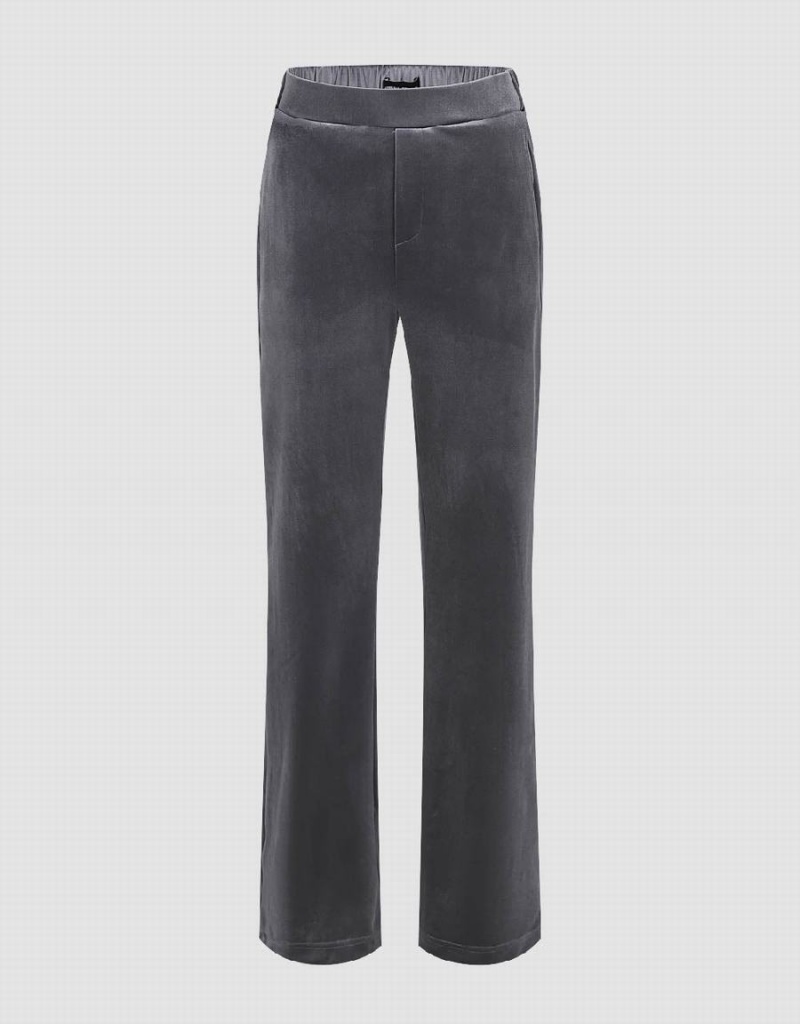 Pantalon Urban Revivo Tricoté Flare Femme Grise | UZT3489LJ