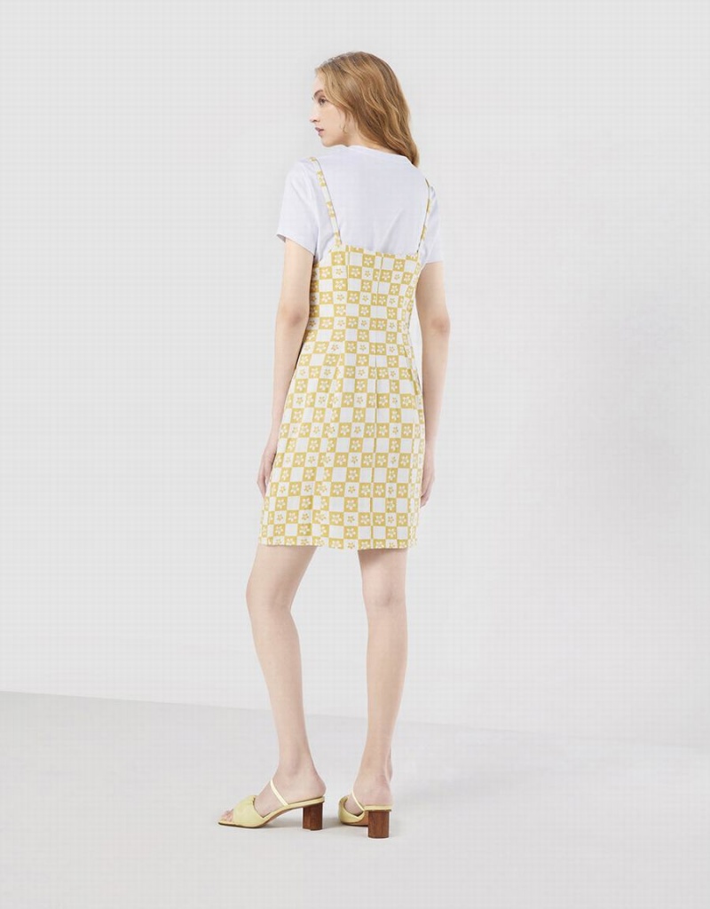 Peignoir Urban Revivo 2 In 1 Checkered Floral Denim Femme Jaune | OPY10084KK