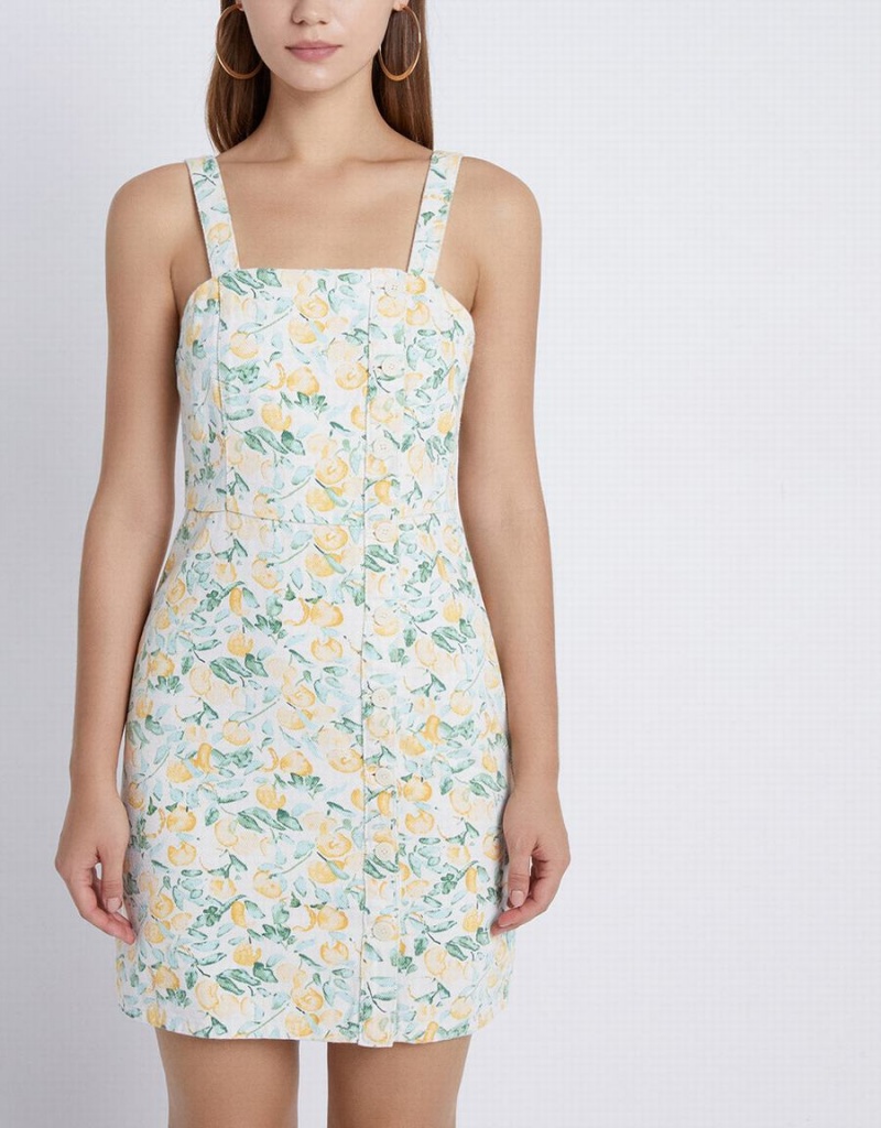 Peignoir Urban Revivo Allover Fruit Print Denim Overall Femme Multicolore | UQZ4047CR