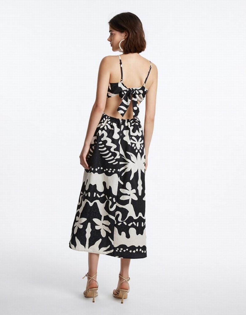 Peignoir Urban Revivo Allover Print Cut Out Midi Cami Femme Grise | IVN167JU