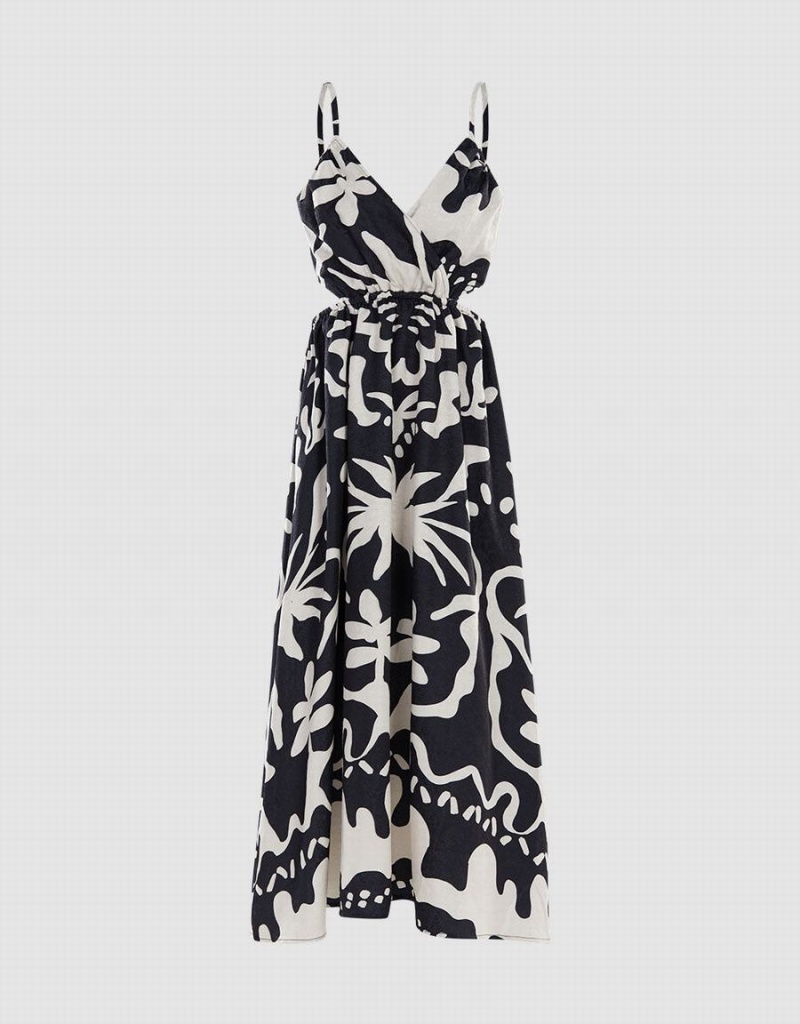 Peignoir Urban Revivo Allover Print Cut Out Midi Cami Femme Grise | IVN167JU