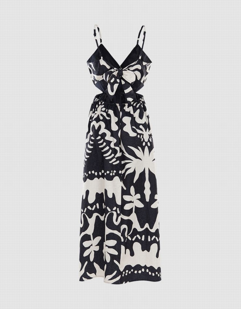 Peignoir Urban Revivo Allover Print Cut Out Midi Cami Femme Grise | IVN167JU