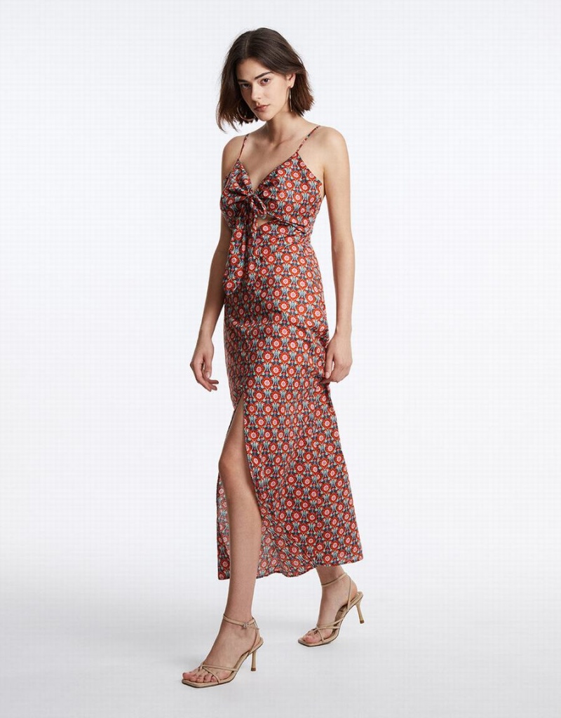 Peignoir Urban Revivo Allover Print Cut Out Cami Femme Rouge | BGA1968HN
