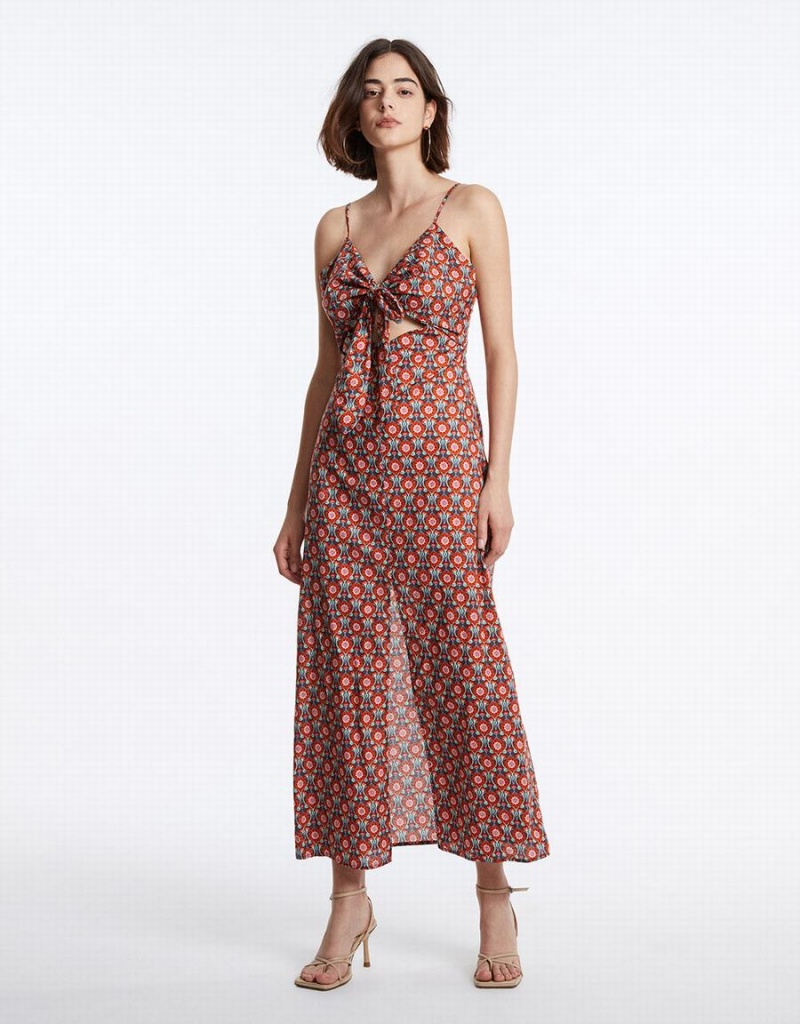 Peignoir Urban Revivo Allover Print Cut Out Cami Femme Rouge | BGA1968HN