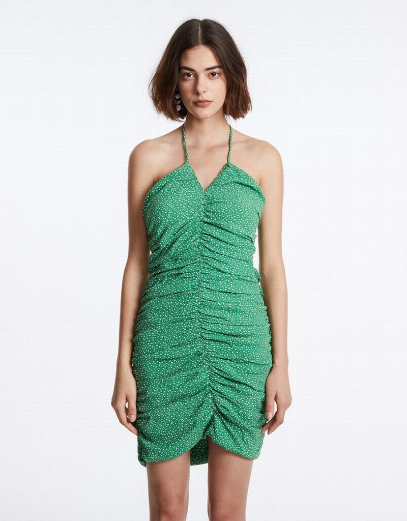 Peignoir Urban Revivo Allover Print Halter Bodycon Cami Femme Vert | ZFO1358ON