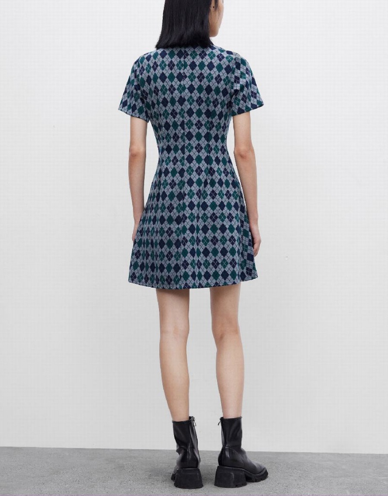 Peignoir Urban Revivo Argyle Printed A-Line Femme Vert | UAM8183XZ