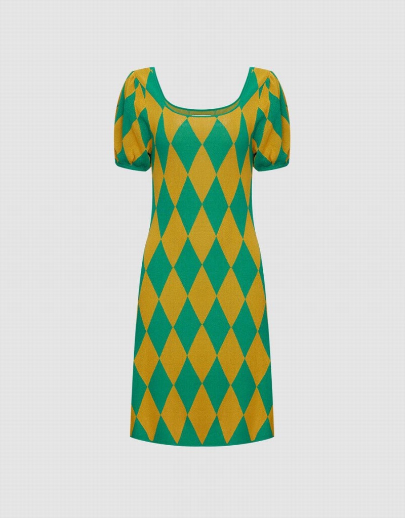 Peignoir Urban Revivo Argyle Tricoté Femme Vert | MUV555JD