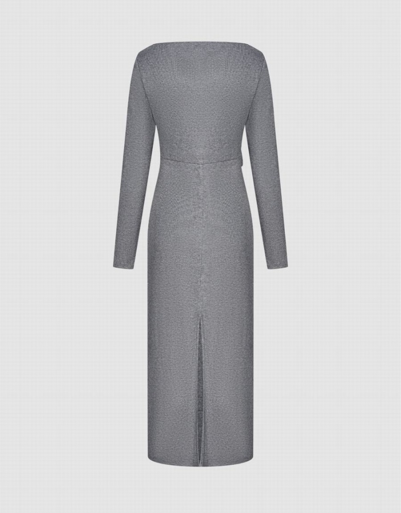 Peignoir Urban Revivo Bateau Neck Droit Femme Grise | MHY3347QO