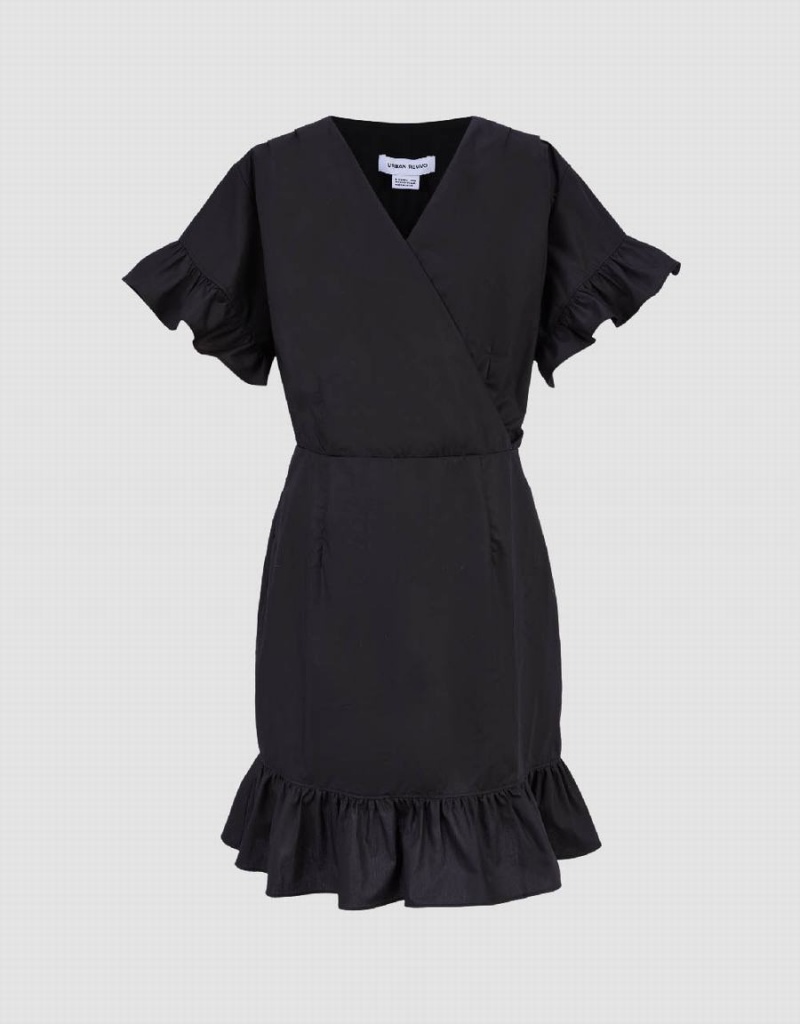 Peignoir Urban Revivo Butterfly Sleeve V-Neck Skater Femme Noir | YHH2663KF