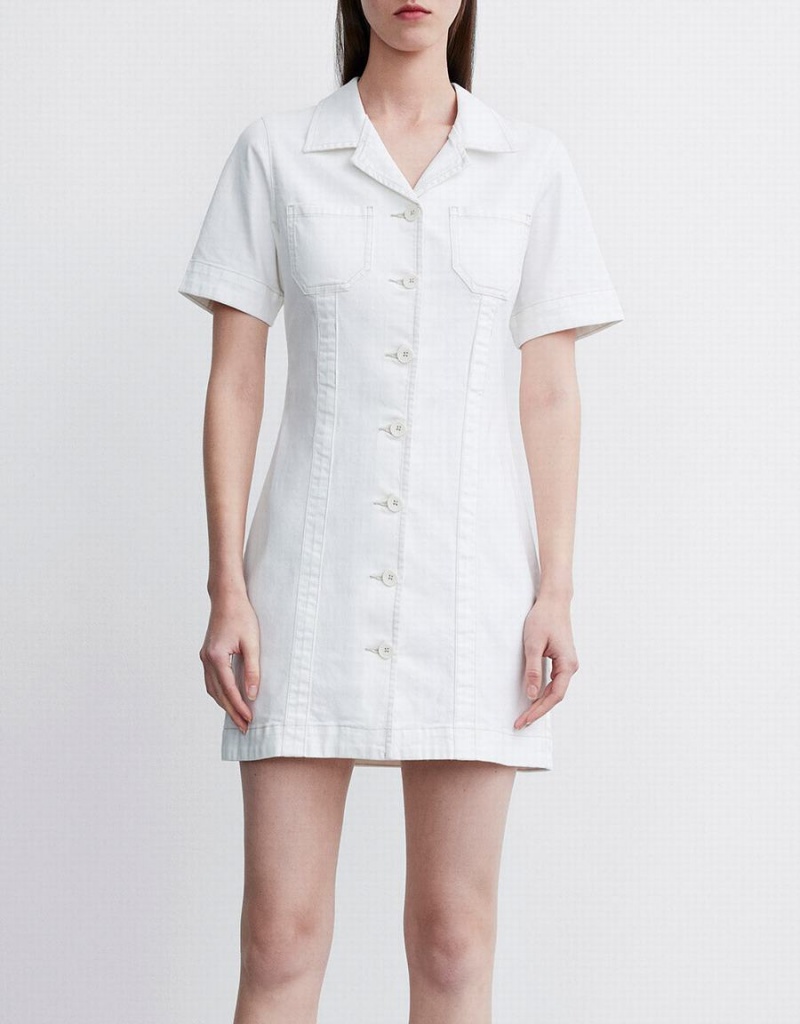 Peignoir Urban Revivo Button Front Denim Femme Blanche | UKH888HV