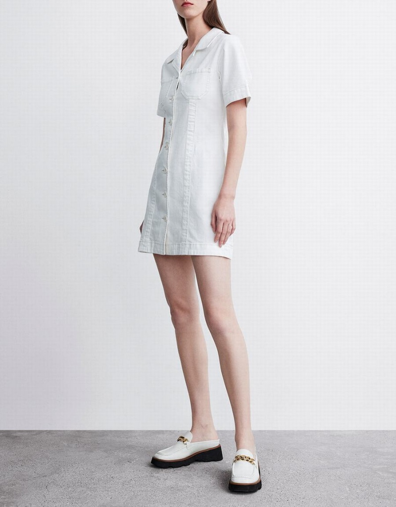 Peignoir Urban Revivo Button Front Denim Femme Blanche | UKH888HV