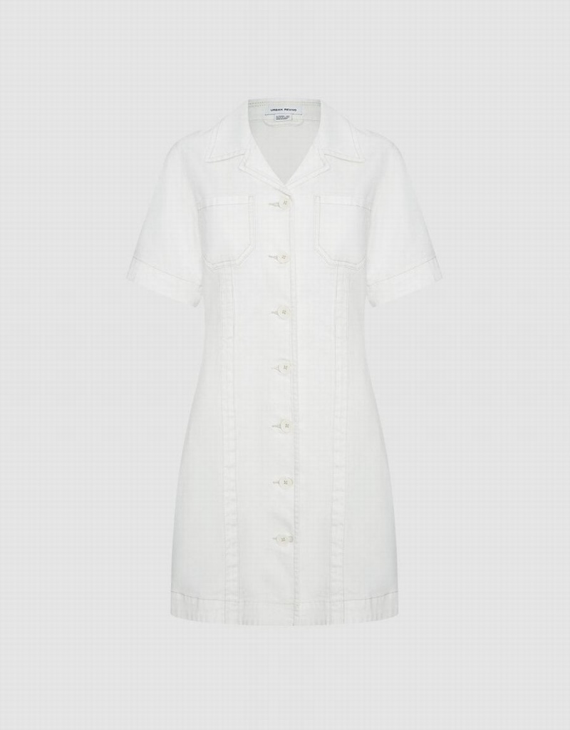 Peignoir Urban Revivo Button Front Denim Femme Blanche | UKH888HV