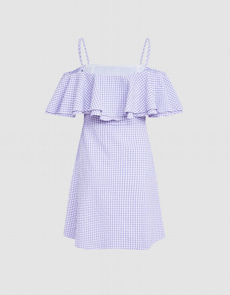 Peignoir Urban Revivo Checkered Ruffle Cami Femme Violette | ZUC8122XU