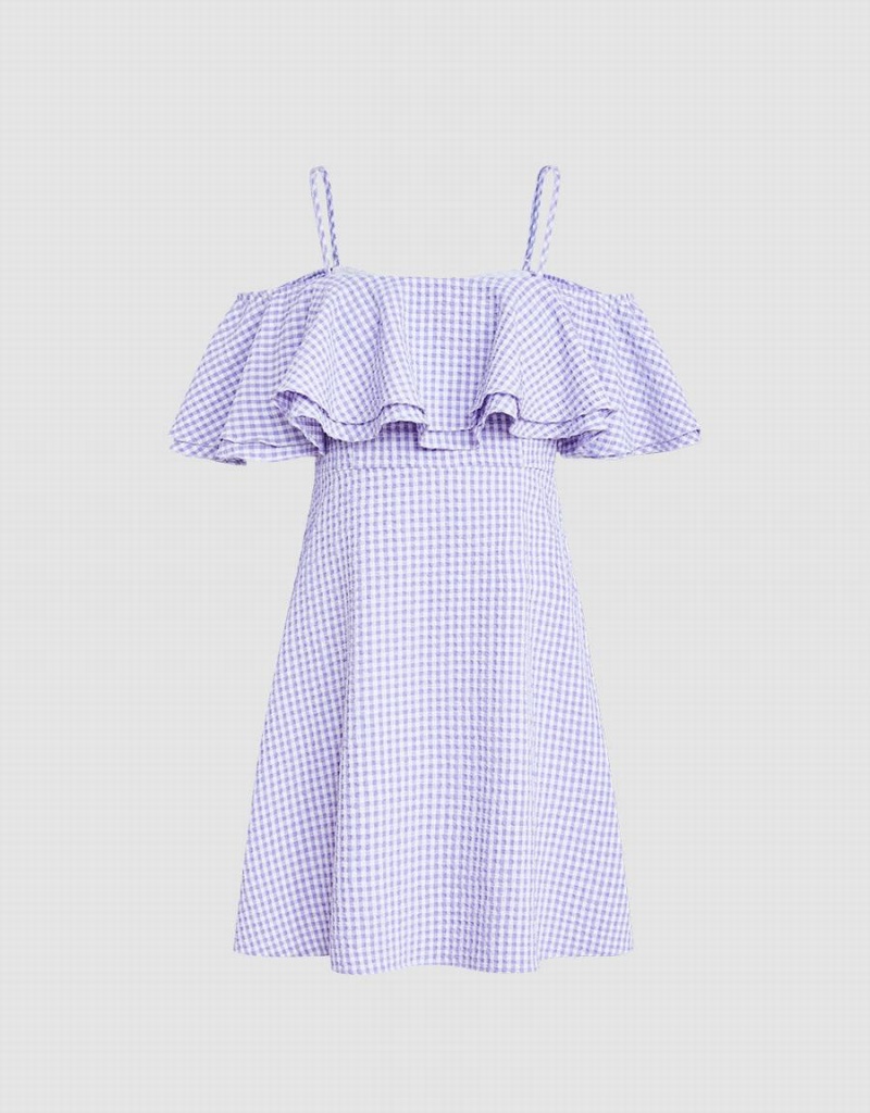 Peignoir Urban Revivo Checkered Ruffle Cami Femme Violette | ZUC8122XU
