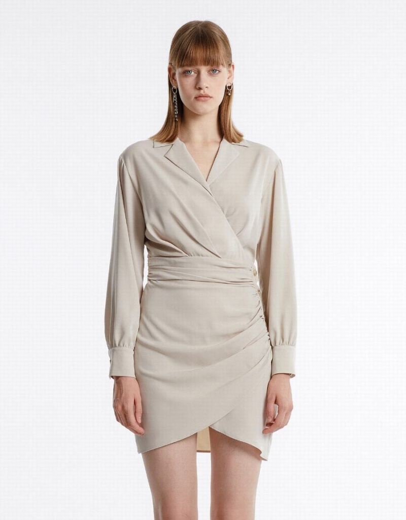Peignoir Urban Revivo Chiffon Ruched Wrap Femme Jaune | YEB1719MJ