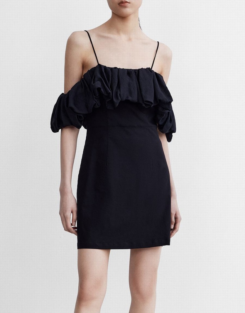 Peignoir Urban Revivo Contrast Ruffle Mini Femme Noir | IPF178RP