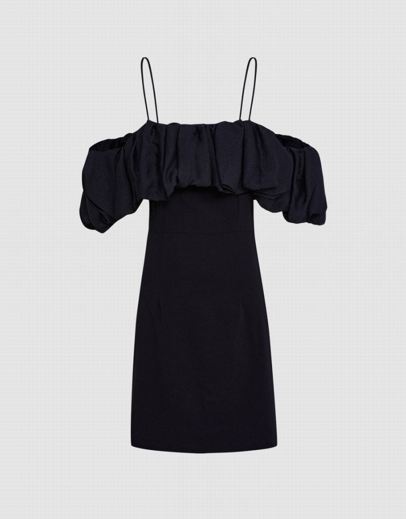 Peignoir Urban Revivo Contrast Ruffle Mini Femme Noir | IPF178RP