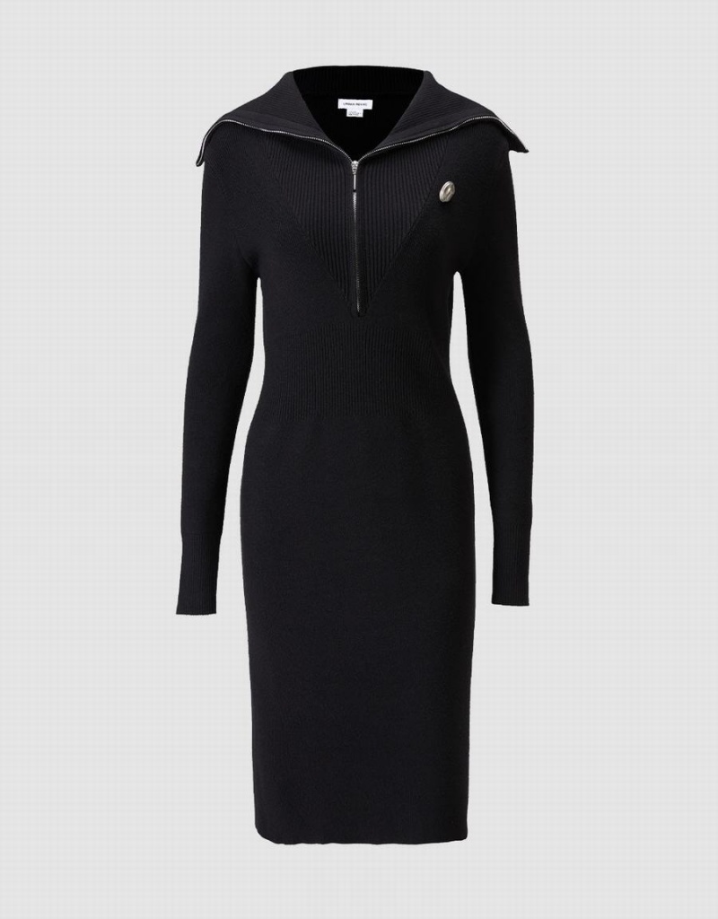 Peignoir Urban Revivo Contrast Stitch Tricoté Femme Noir | EGY9959QN