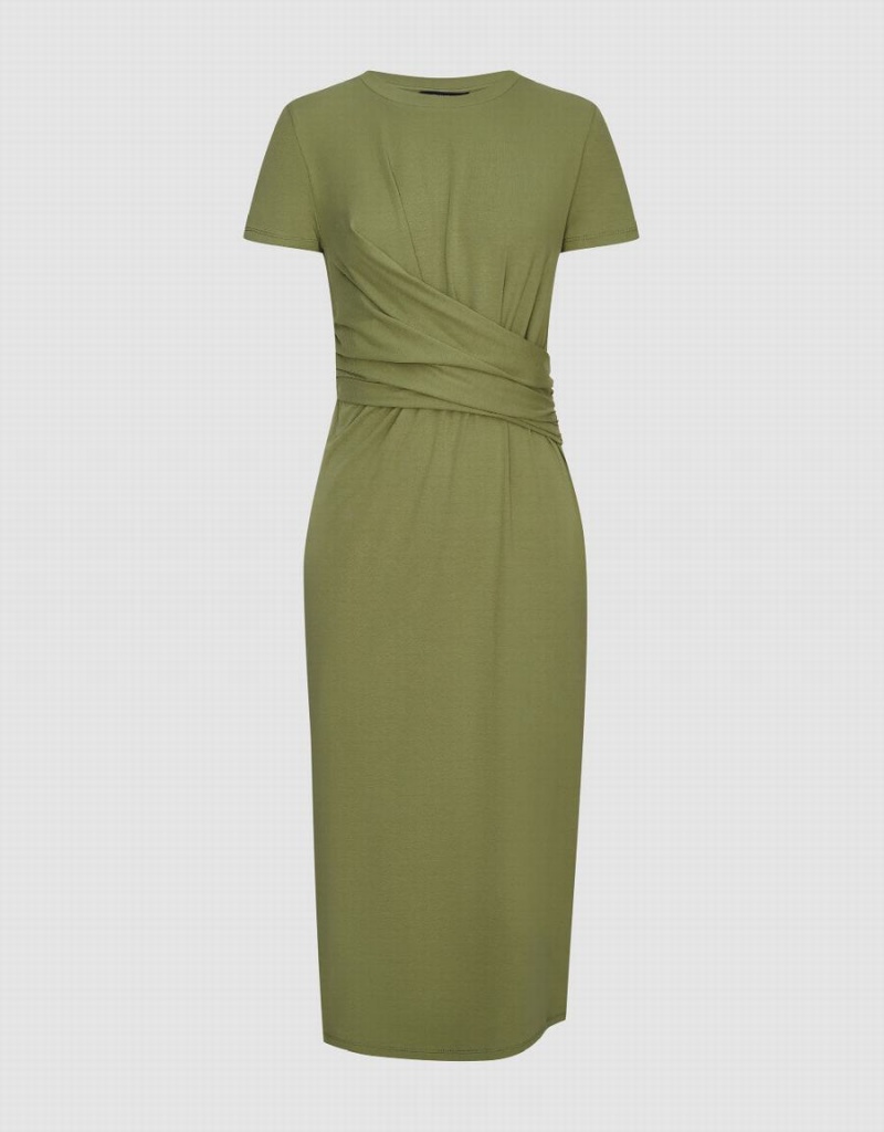 Peignoir Urban Revivo Crew Neck Mince Femme Vert | SVZ44100AV