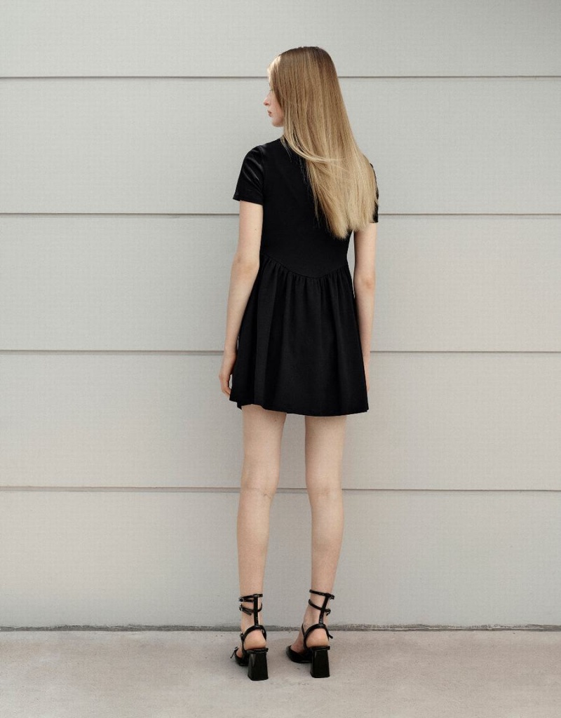 Peignoir Urban Revivo Crew Neck Skater Femme Noir | SAT2496IK